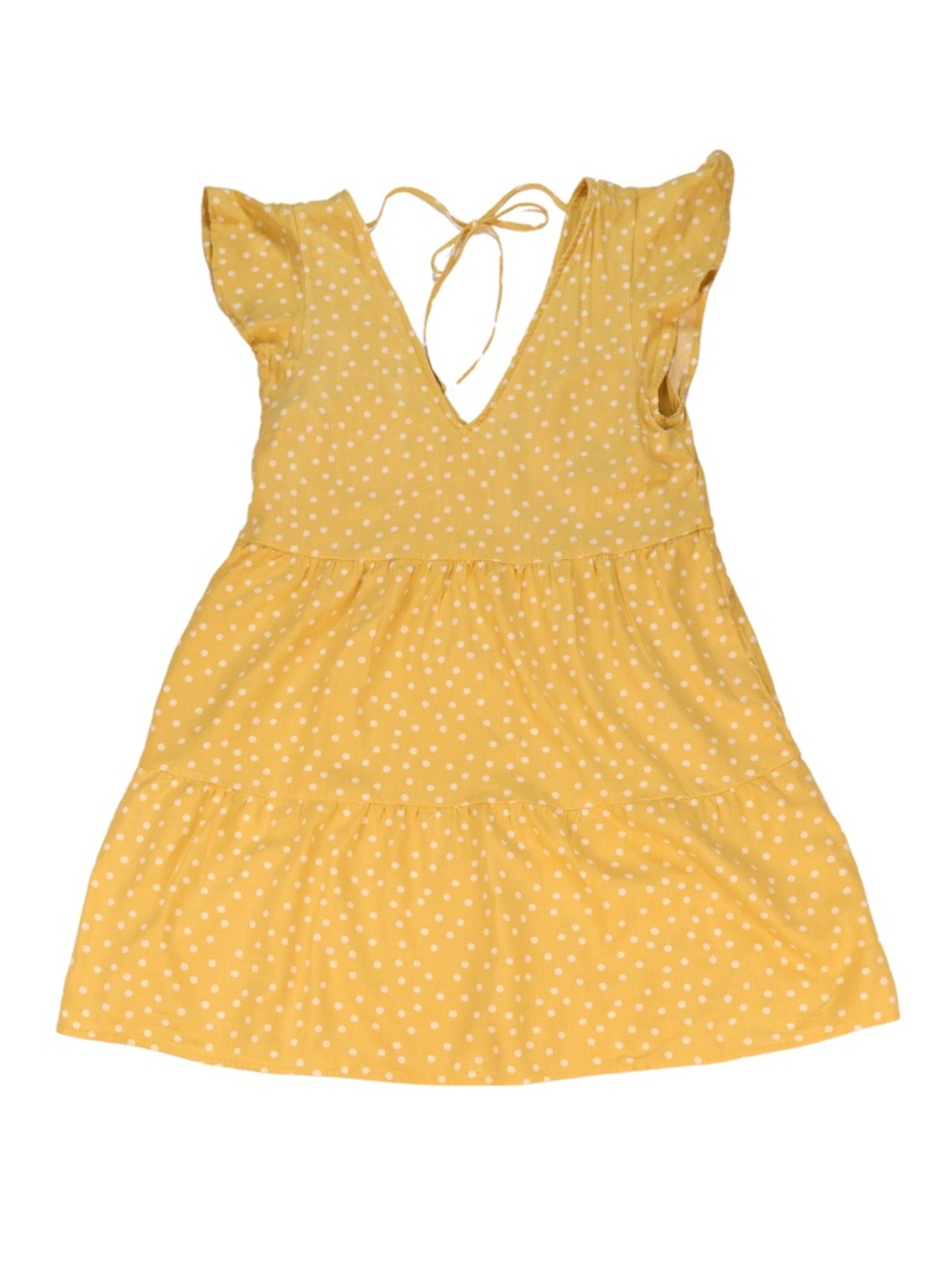Abercrombie Yellow Polka Dot Tiered Mini Dress Small